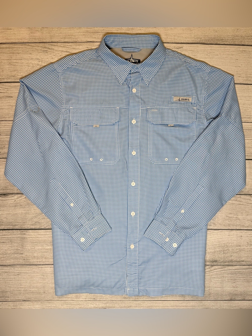 Habitat Light Blue Gingham Long-Sleeve Button-Down Shirt